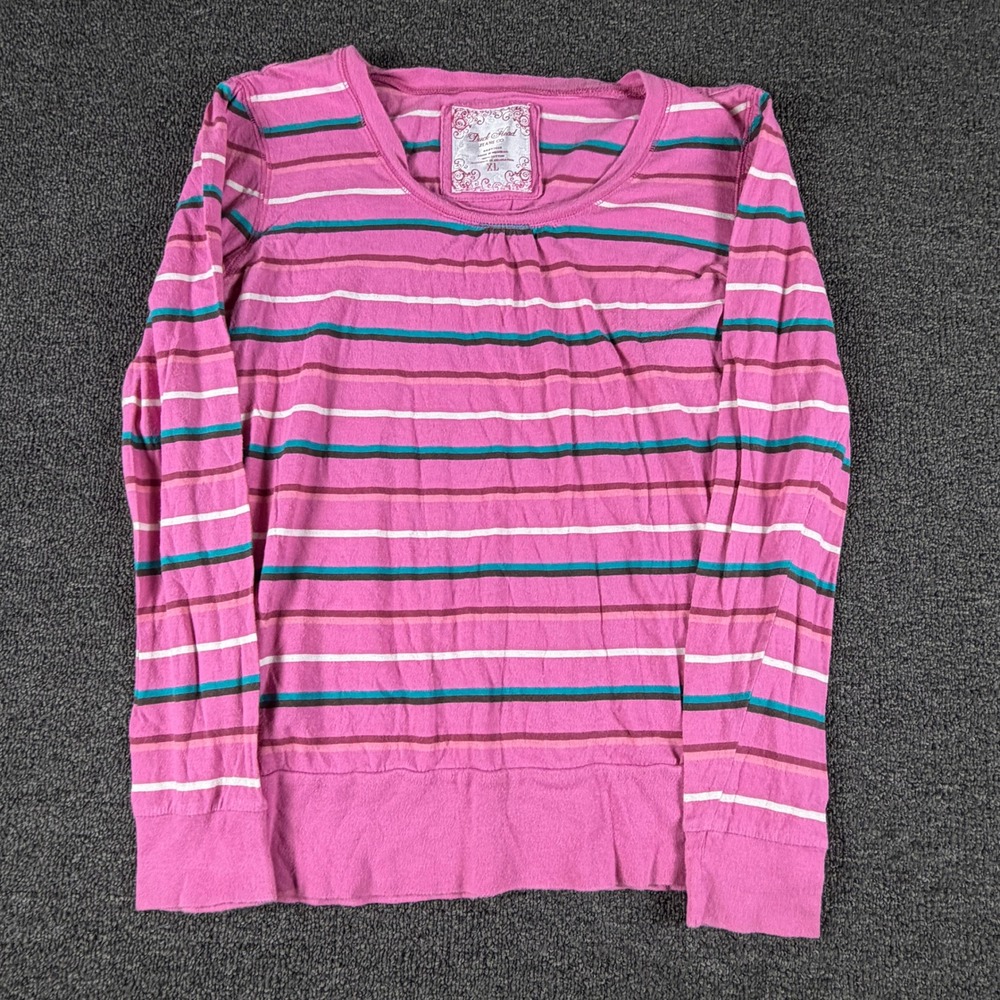 Duck Head Shirt Womens XL Jeans Co Pink Striped Long Sleeve Cotton EUC